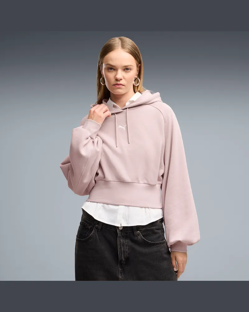Puma Felpa con cappuccio corta Essentials da donna, Abbigliamento, Rosa Pink