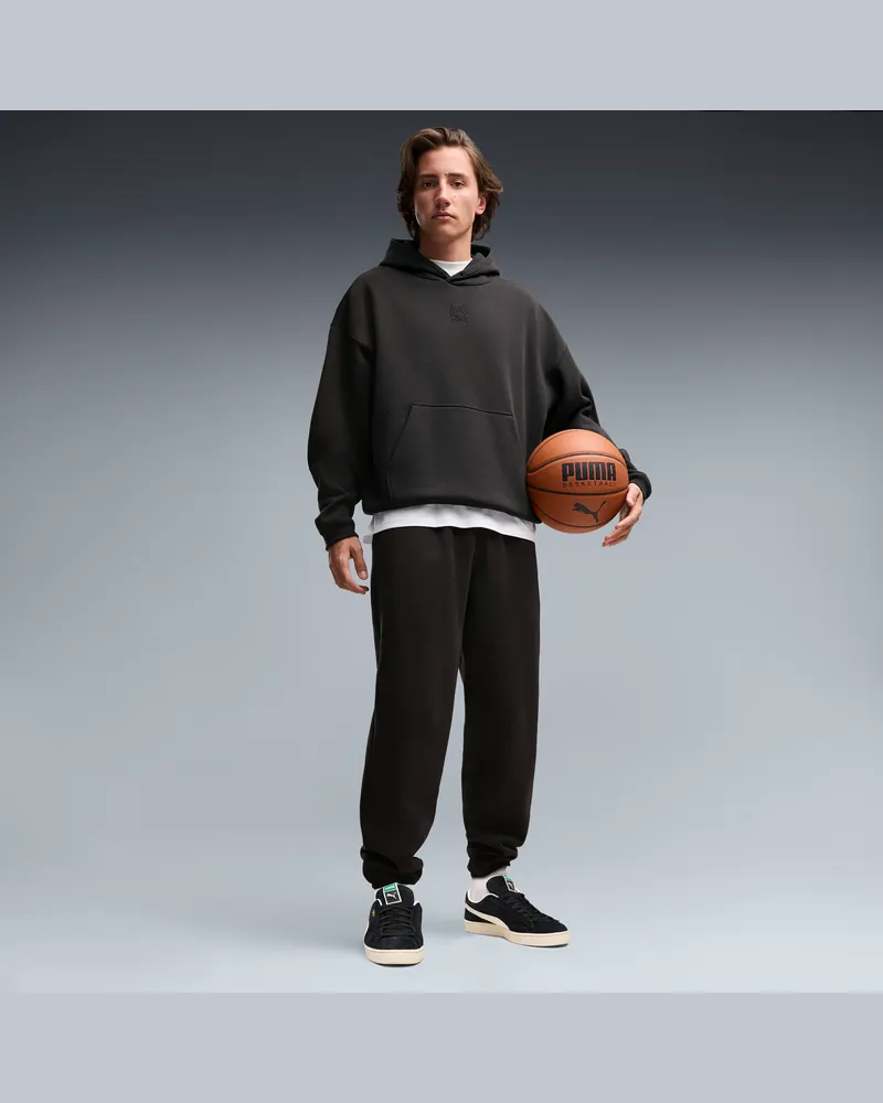 Puma Pantaloni della tuta da basket in pile Fundamentals da uomo, Abbigliamento, Nero Black