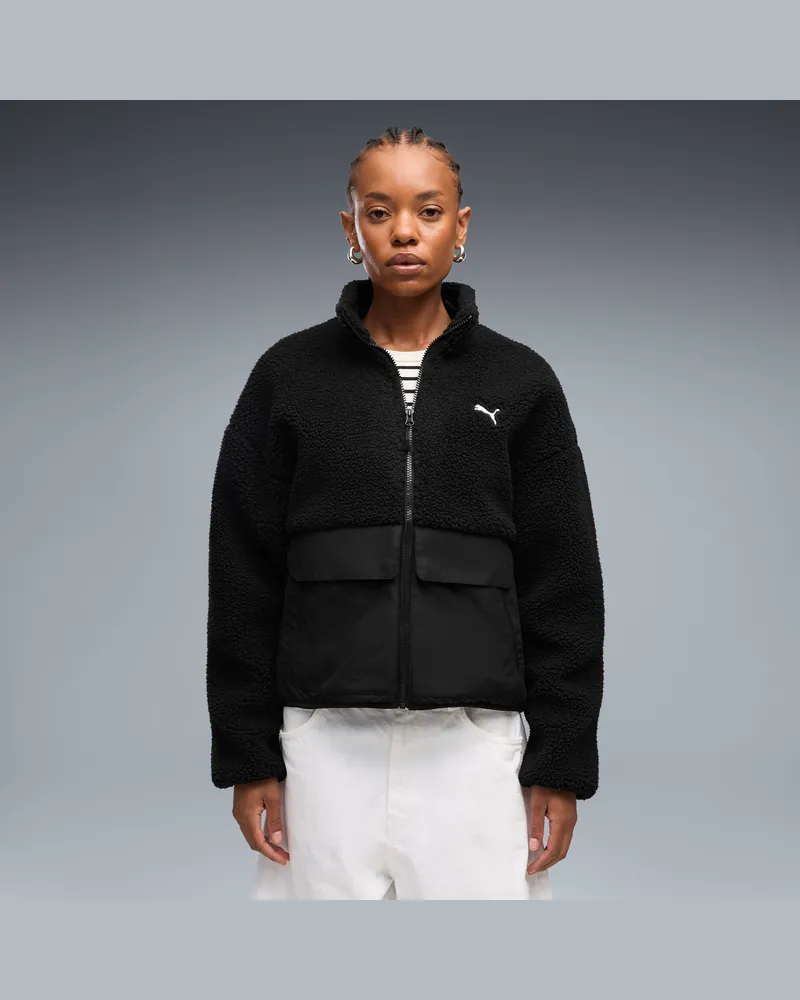 Puma Giacca in pile dal taglio morbido RE:FIBRE da donna, Abbigliamento, Nero Black