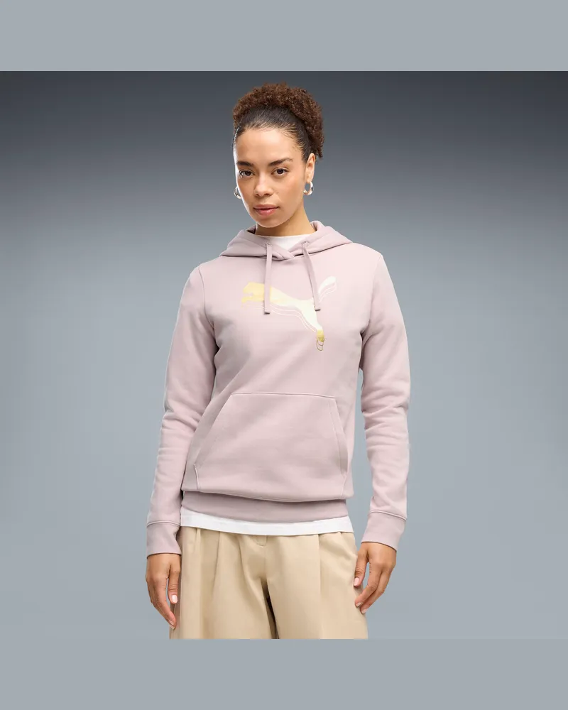 Puma Felpa con cappuccio ESS Metallizzato da donna, Abbigliamento, Rosa Pink