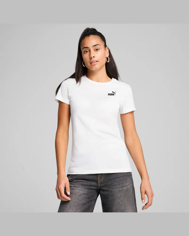 Puma T-shirt con logo piccolo ESS N. 1 da donna, Abbigliamento, Bianco White