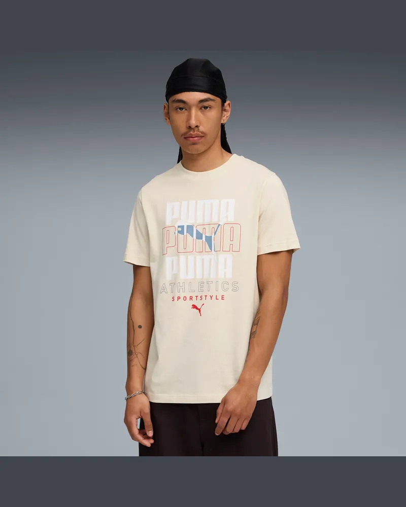 Puma Maglietta con grafica Stacked da uomo, Abbigliamento, Bianco White