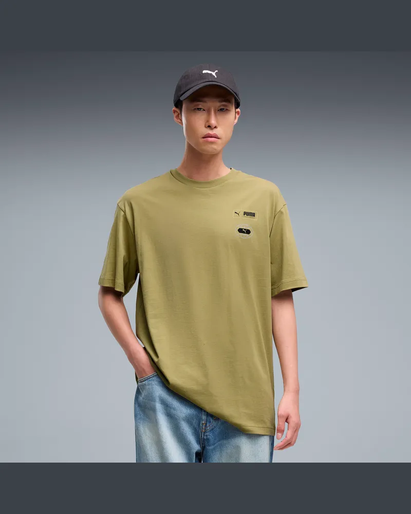 Puma T-shirt grafica dal taglio morbido da uomo, Abbigliamento, Marrone Brown