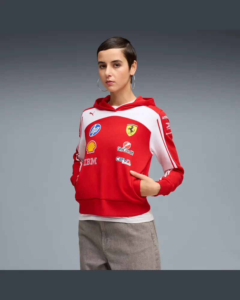 Puma Felpa con cappuccio Scuderia Ferrari HP Replica da donna, Abbigliamento, Rosso Red