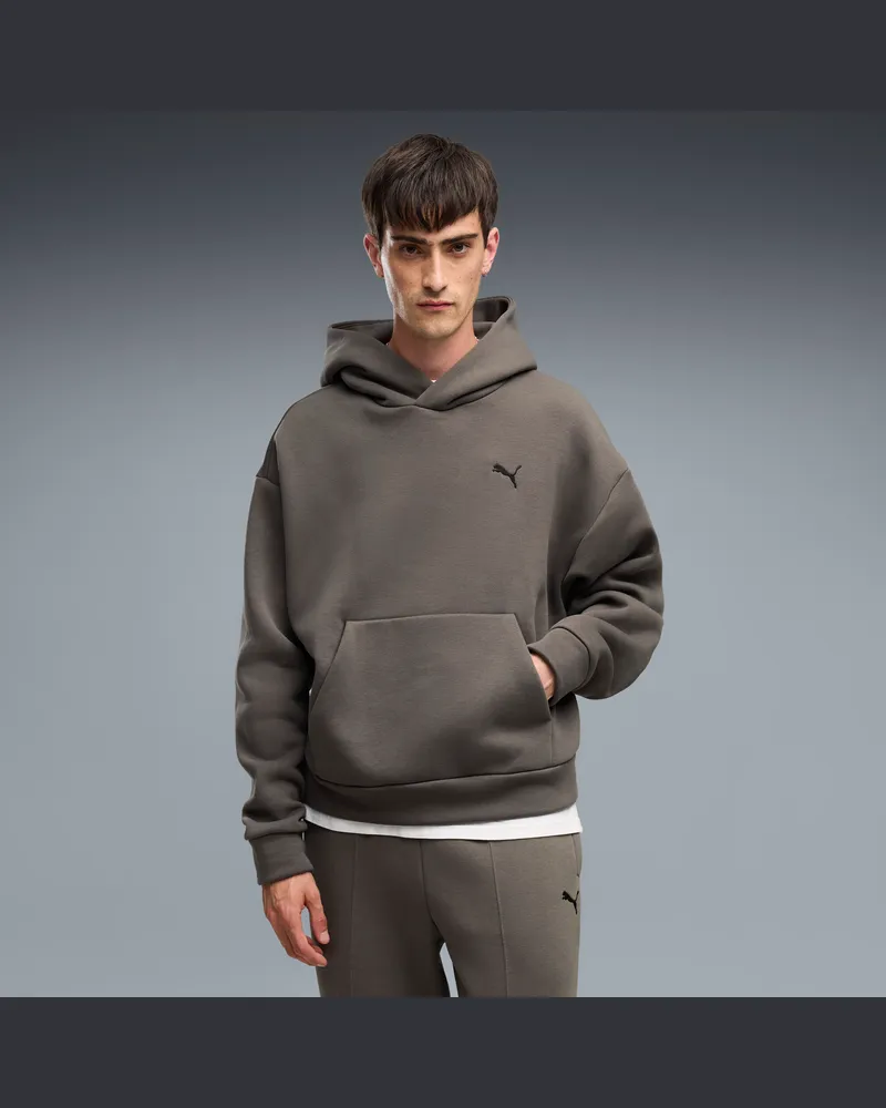 Puma Felpa con cappuccio Boxy in pile pesante Essentials dalla vestibilità oversize da uomo, Abbigliamento, Beige Beige