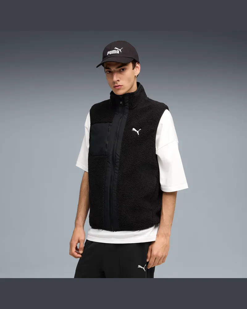 Puma Gilet reversibile in sherpa da uomo, Abbigliamento, Nero Black