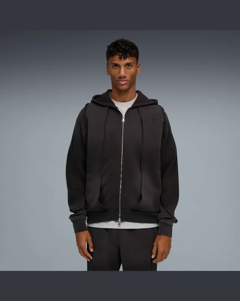 Puma Felpa con cappuccio e zip CLRT 2G da uomo, Abbigliamento, Nero Black