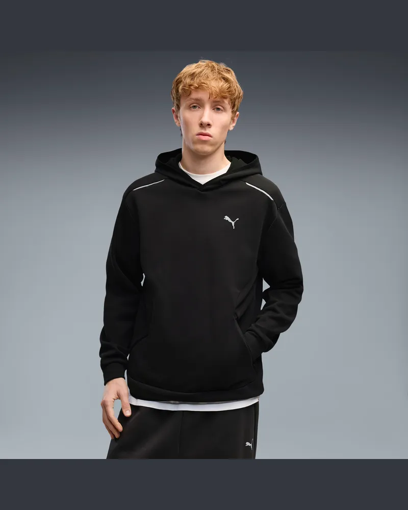 Puma Felpa con cappuccio in pile TECH da uomo, Abbigliamento, Nero Black