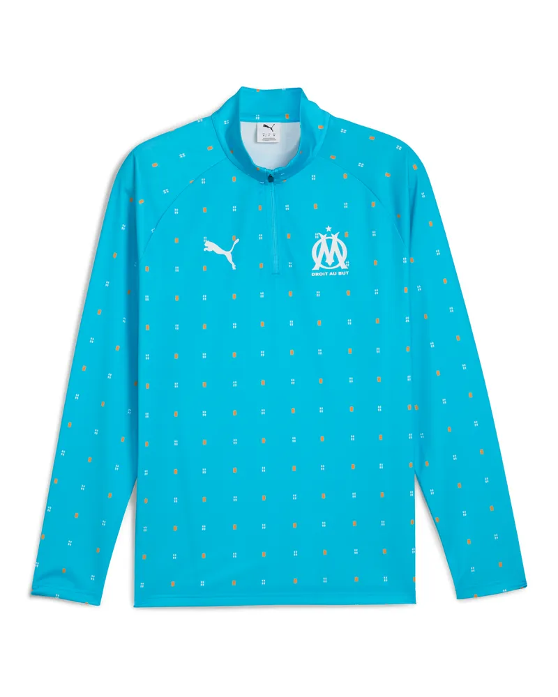 Puma Maglia pre-partita con zip a quarti dell'Olympique de Marseille da uomo, Accessori, Blu Blue