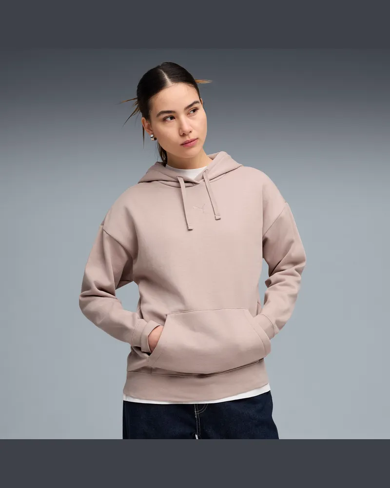 Puma Felpa con cappuccio in pile Essentials dal taglio morbido da donna, Abbigliamento, Beige Beige