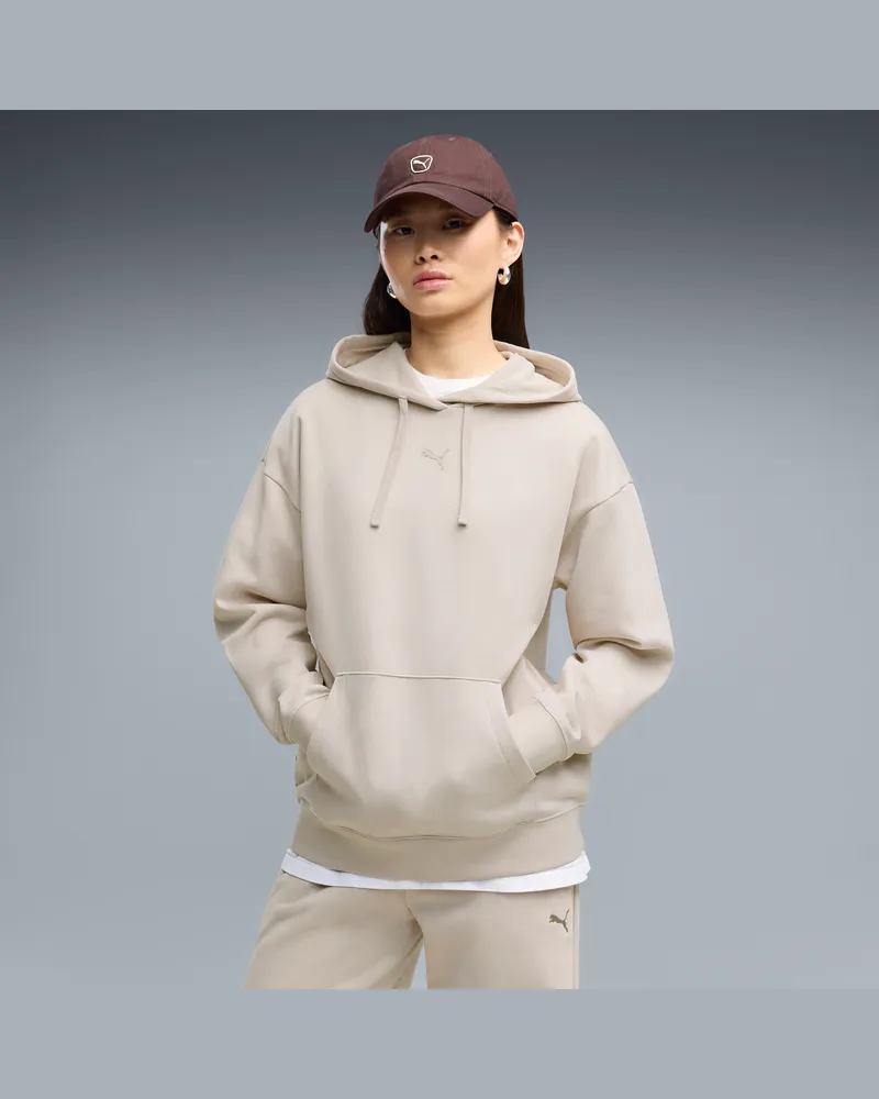 Puma Felpa con cappuccio in pile Essentials dal taglio morbido da donna, Abbigliamento, Beige Beige