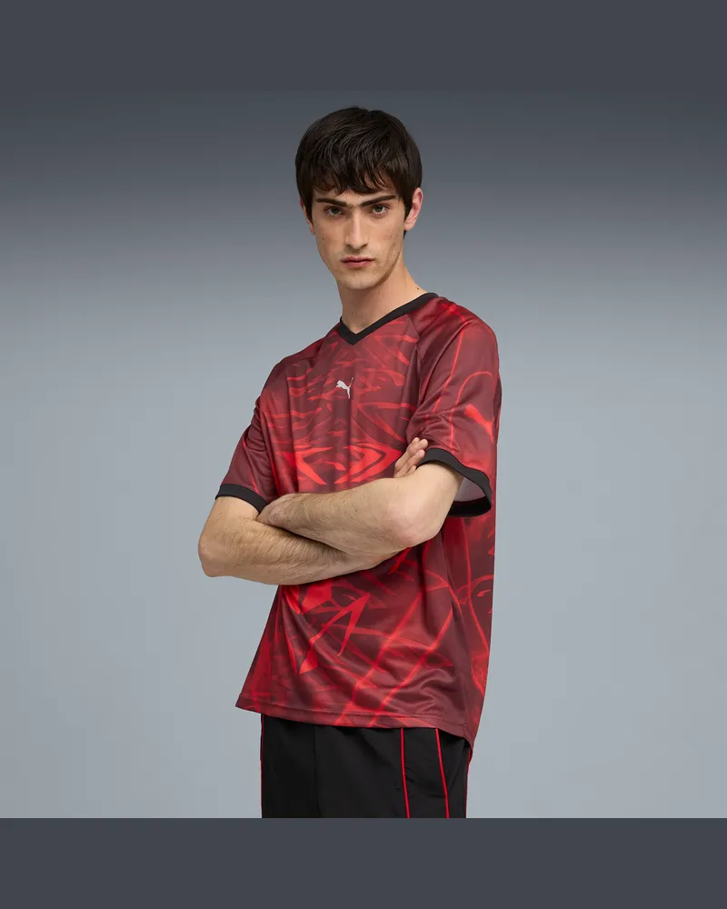Puma Maglia da calcio con stampa integrale TECH dal taglio morbido unisex, Abbigliamento, Rosso Red