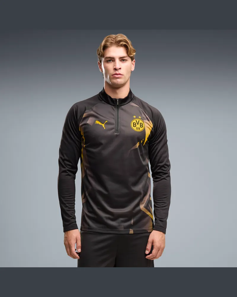 Puma Maglia da riscaldamento con zip Borussia Dortmund da uomo, Accessori, Nero Black