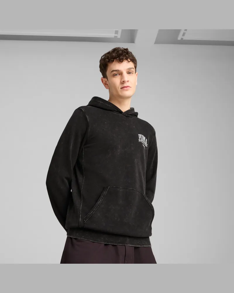 Puma Felpa con cappuccio  Class Washed da uomo, Abbigliamento, Nero Black