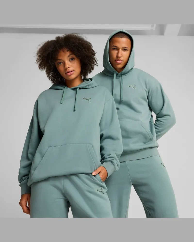 Puma Felpa con cappuccio Essentials Elevated unisex, Abbigliamento, Verde Green
