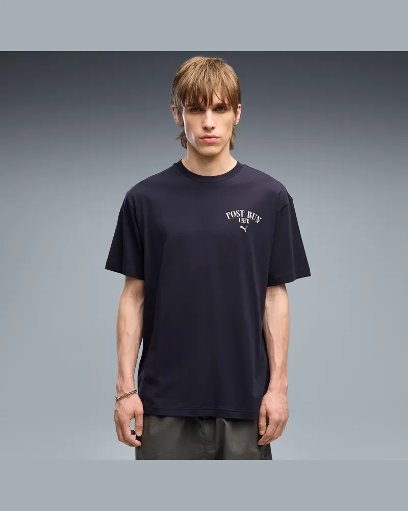 Puma T-shirt da uomo  Cafe dal taglio morbido con stampa grafica, Abbigliamento, Blu Blue