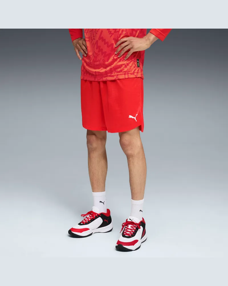 Puma Shorts da basket teamJAWS Practice da uomo, Abbigliamento, Rosso Red