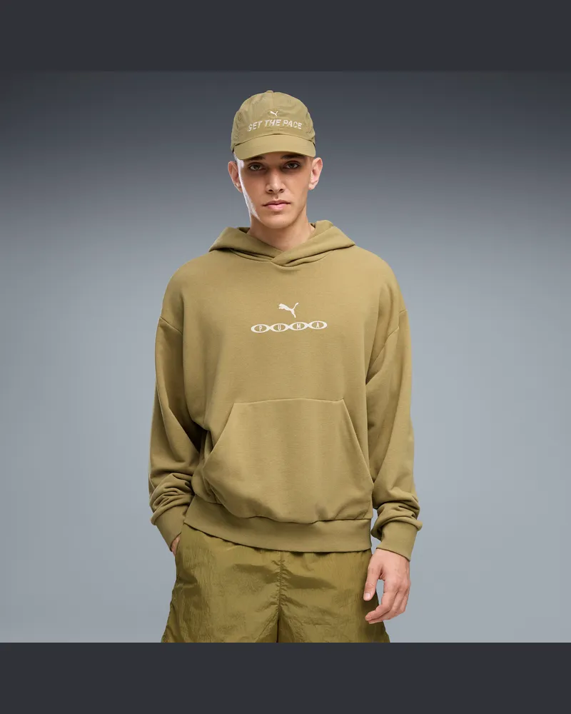 Puma Felpa con cappuccio Run Culture Collective da uomo, Abbigliamento, Marrone Brown