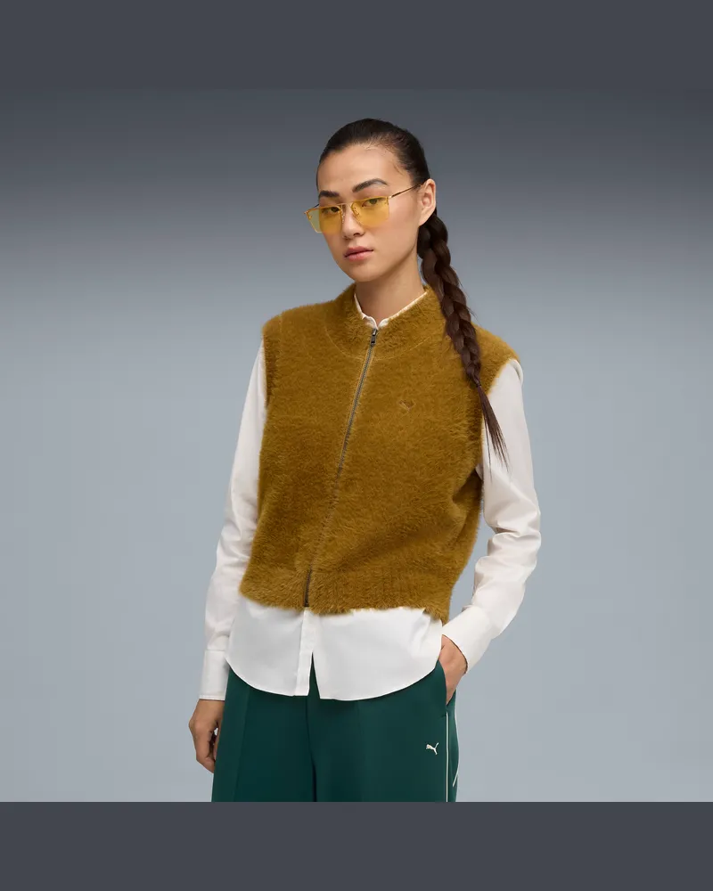 Puma Gilet con zip YONA da donna, Abbigliamento, Marrone Brown