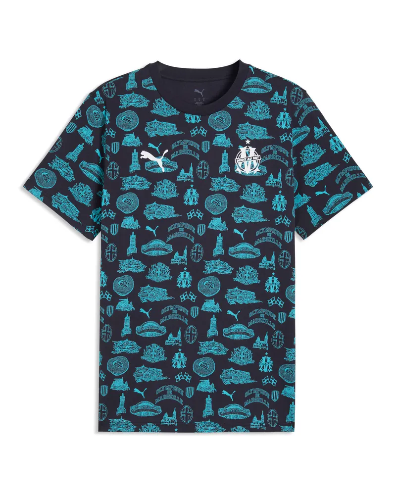 Puma T-shirt con stampa integrale Olympique de Marseille FtblCulture da uomo, Accessori, Blu Blue