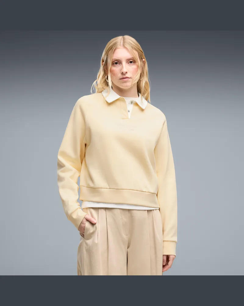 Puma Polo da donna in felpa a maniche lunghe dal taglio morbido della linea  Class, Abbigliamento, Giallo Yellow