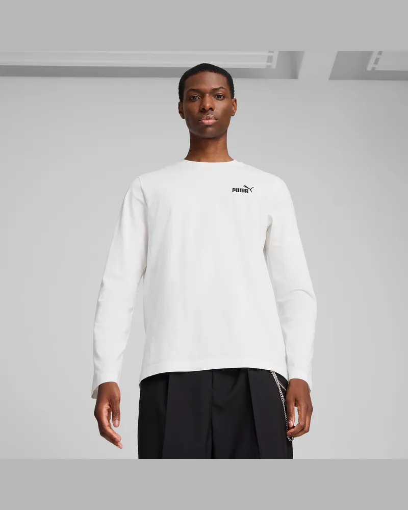 Puma T-shirt a maniche lunghe Essentials con logo N. 1 da uomo, Abbigliamento, Bianco White