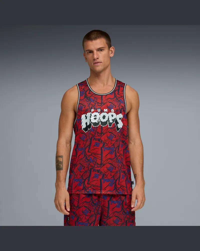 Puma Canotta da basket Flagrant Foul da uomo, Abbigliamento, Rosso Red