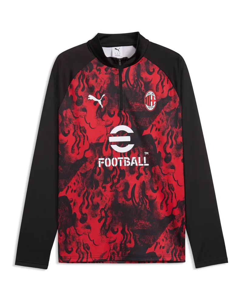 Puma Maglia da riscaldamento con zip AC Milan da uomo, Accessori, Rosso Red