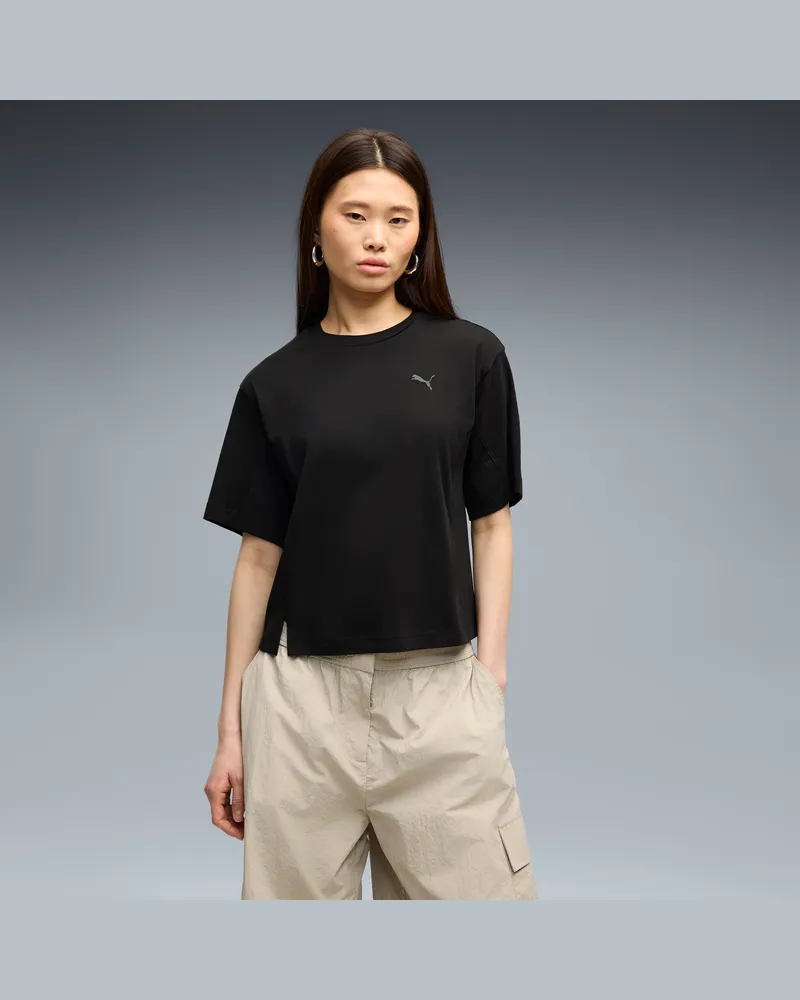 Puma T-shirt ESS dal taglio morbido da donna, Abbigliamento, Nero Black
