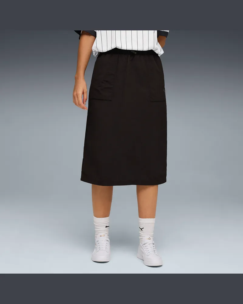 Puma Gonna a vita alta in tessuto HER da donna, Abbigliamento, Nero Black