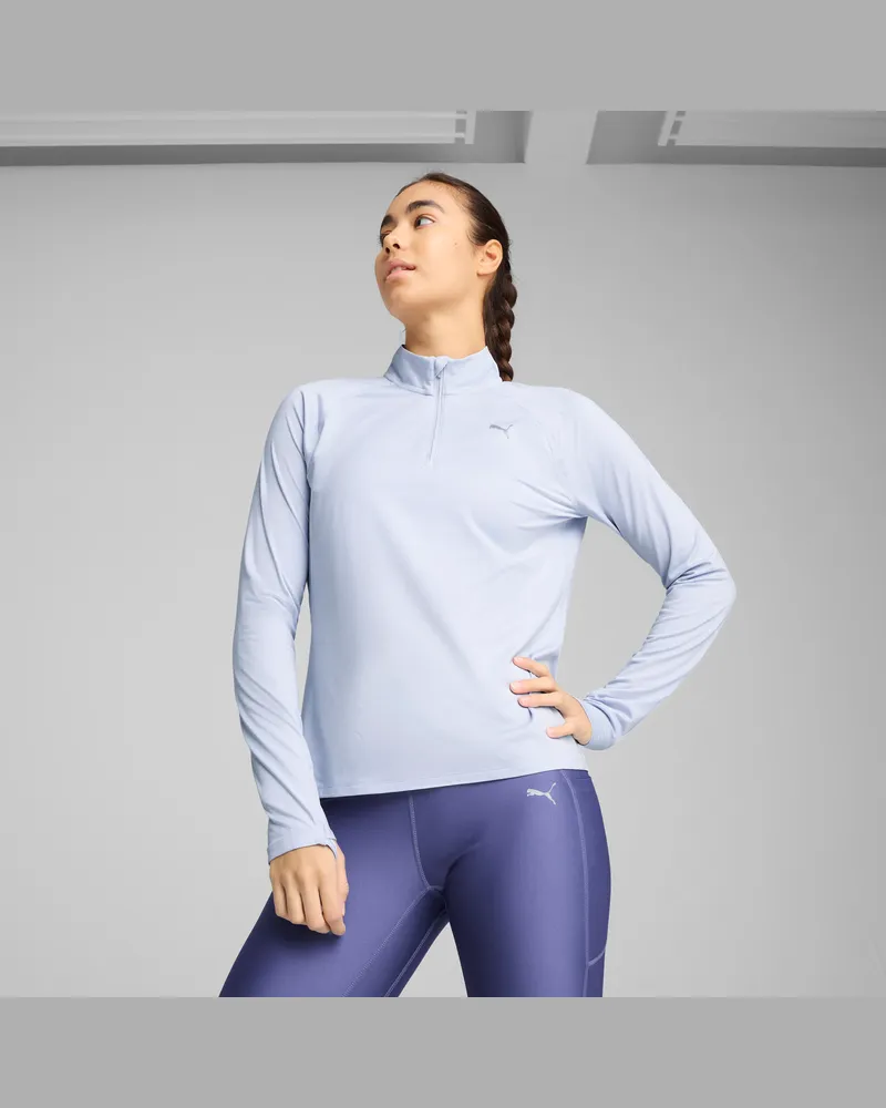 Puma Top con zip corta RUN VELOCITY CLOUDSPUN da donna, Abbigliamento, Blu Blue