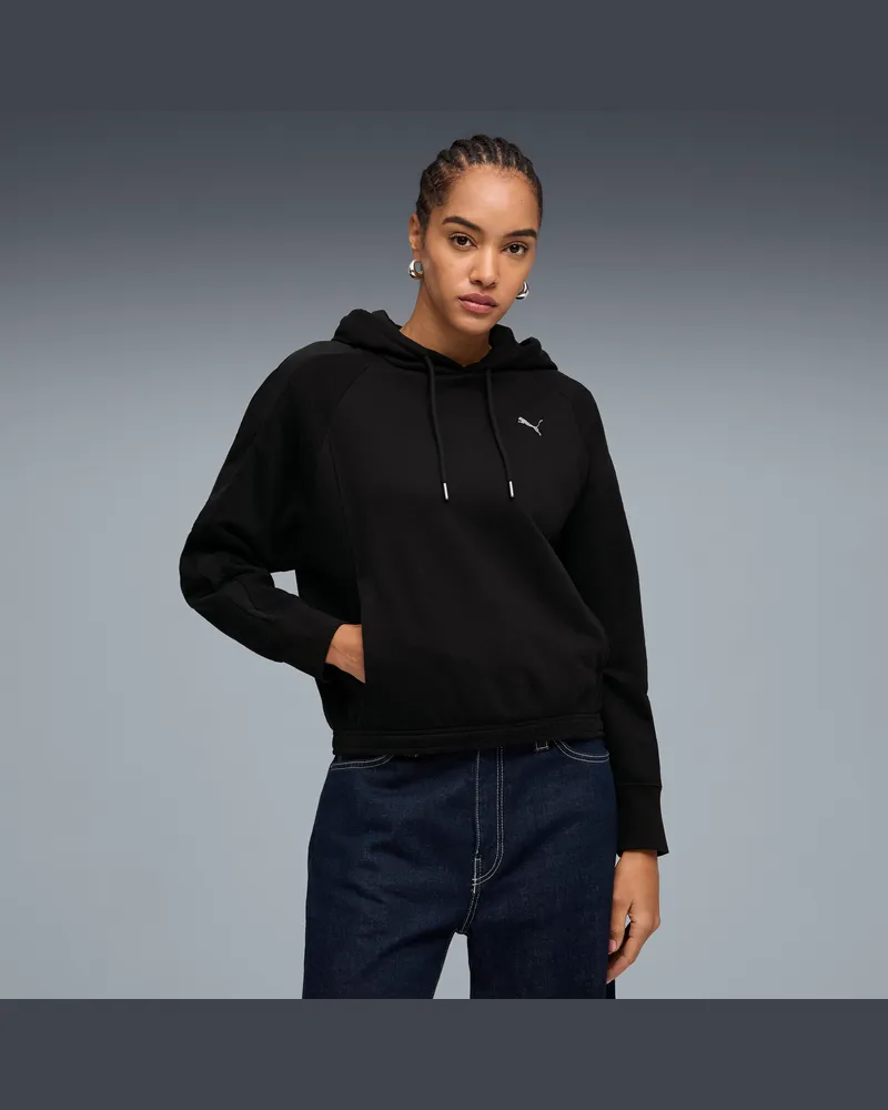 Puma Felpa oversize con cappuccio HER da donna, Abbigliamento, Nero Black