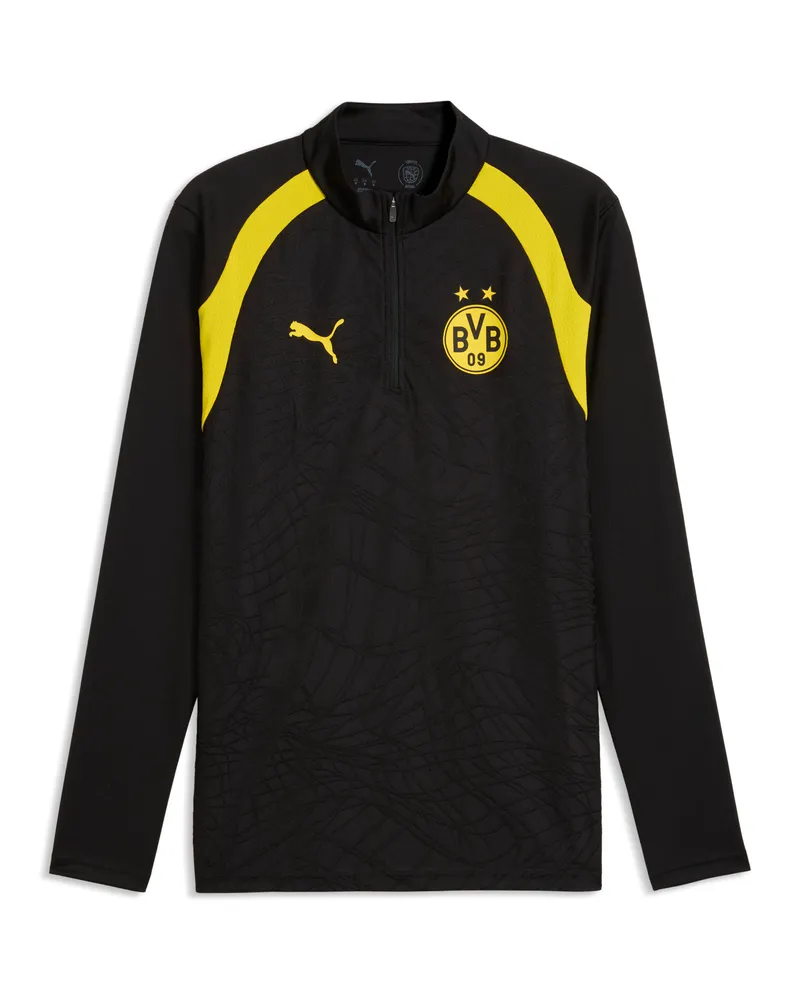 Puma Maglia da training con zip corta Borussia Dortmund da uomo, Accessori, Nero Black