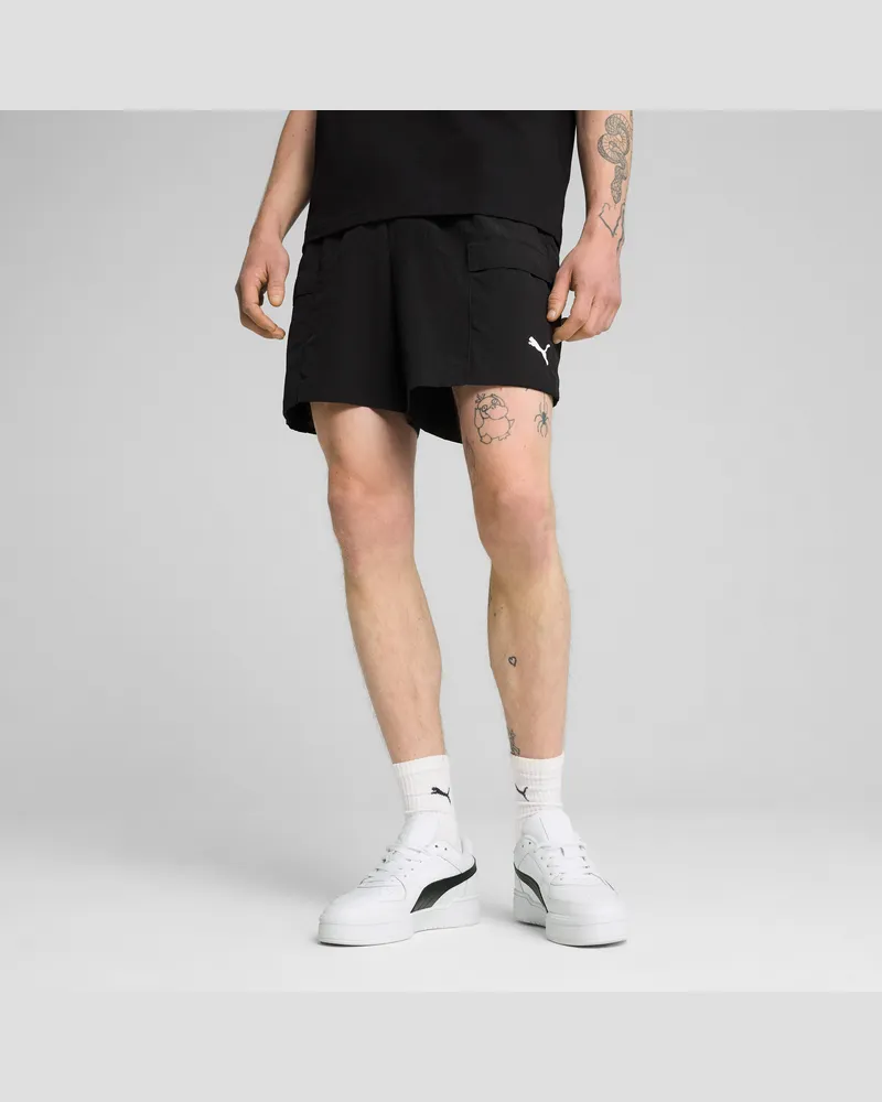 Puma Shorts cargo WARDROBE ESS vestibilità comoda da 6" da uomo, Abbigliamento, Nero Black