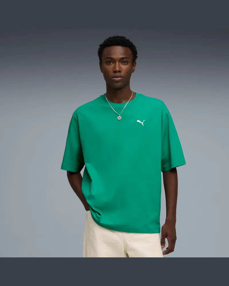Puma T-shirt boxy WARDROBE ESS da uomo, Abbigliamento, Verde Green