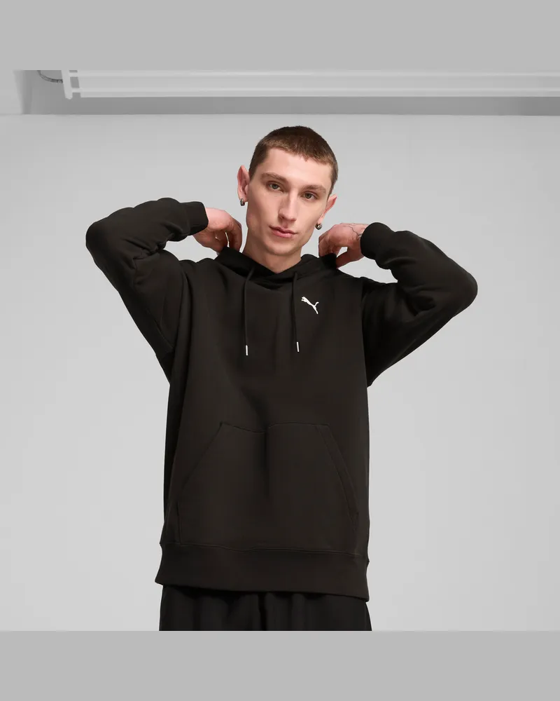 Puma Felpa con cappuccio WARDROBE ESS vestibilità comoda da uomo, Abbigliamento, Nero Black