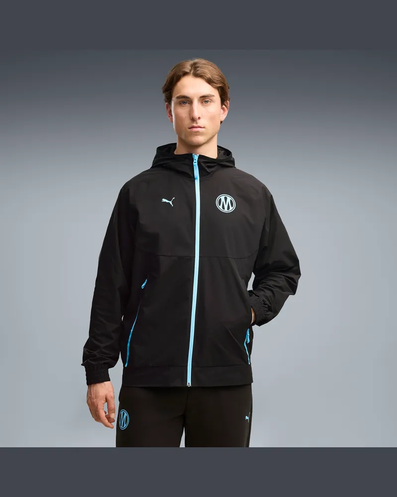 Puma Giacca in tessuto con zip Olympique de Marseille TECH da uomo, Abbigliamento, Nero Black