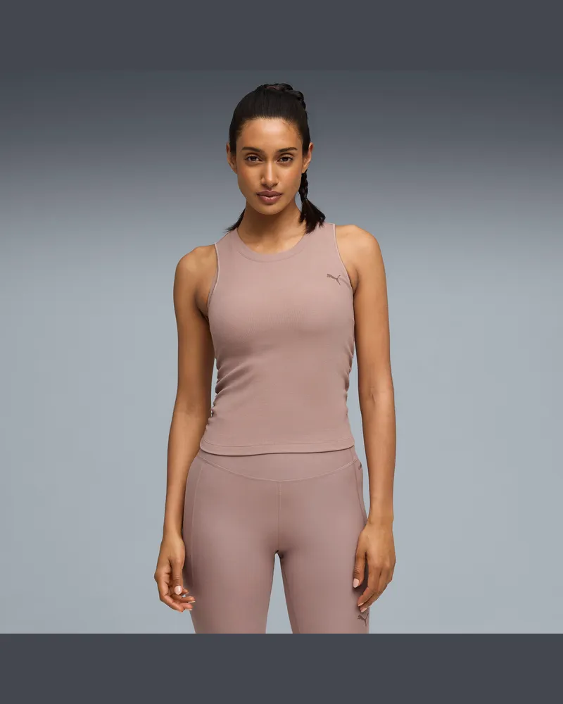 Puma Canotta a coste CLOUDSPUN da donna, Abbigliamento, Beige Beige