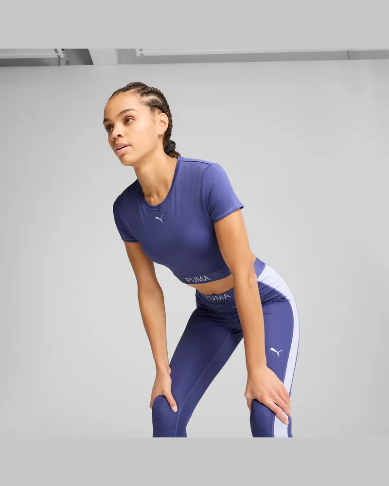 Puma T-shirt cropped  STRONG da donna, Abbigliamento, Blu Blue