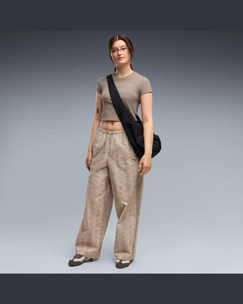 Puma Pantaloni con stampa T7 dal taglio morbido da donna, Accessori, Beige Beige