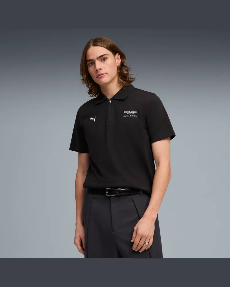 Puma Polo in jacquard  x ASTON MARTIN ARAMCO F1® TEAM da uomo, Abbigliamento, Nero Black