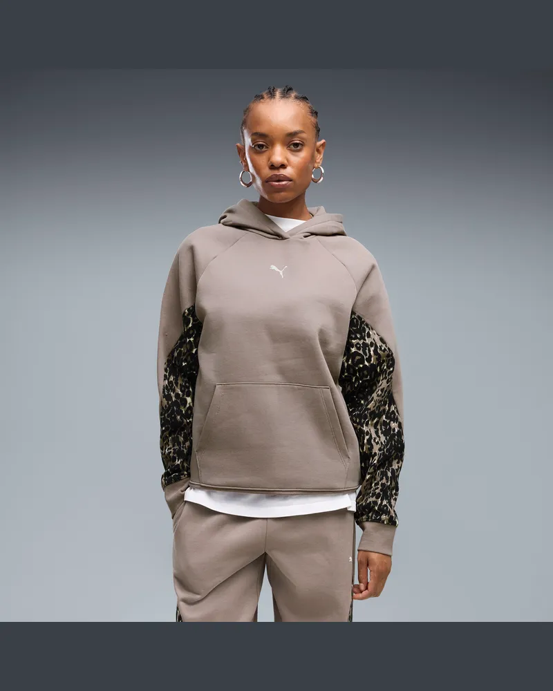 Puma Felpa con cappuccio in felpa  Sport Animal da donna, Abbigliamento, Beige Beige