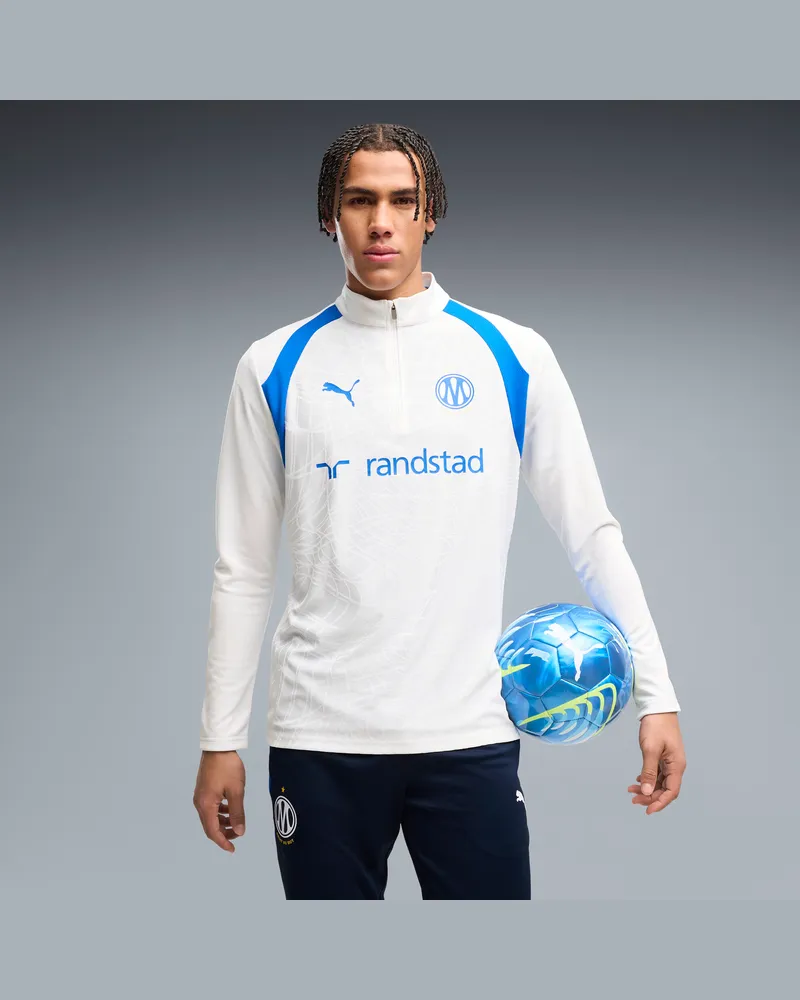 Puma Top da training con zip Olympique de Marseille Club da uomo, Accessori, Bianco White