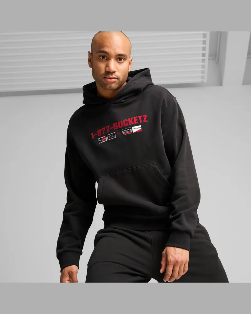 Puma Felpa da basket con cappuccio Call Us Now da uomo, Abbigliamento, Nero Black