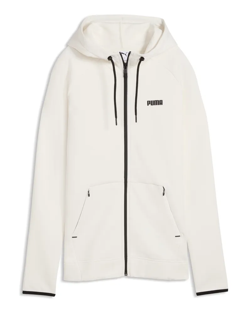 Puma Felpa con zip integrale e cappuccio Spacer da donna, Abbigliamento, Bianco White