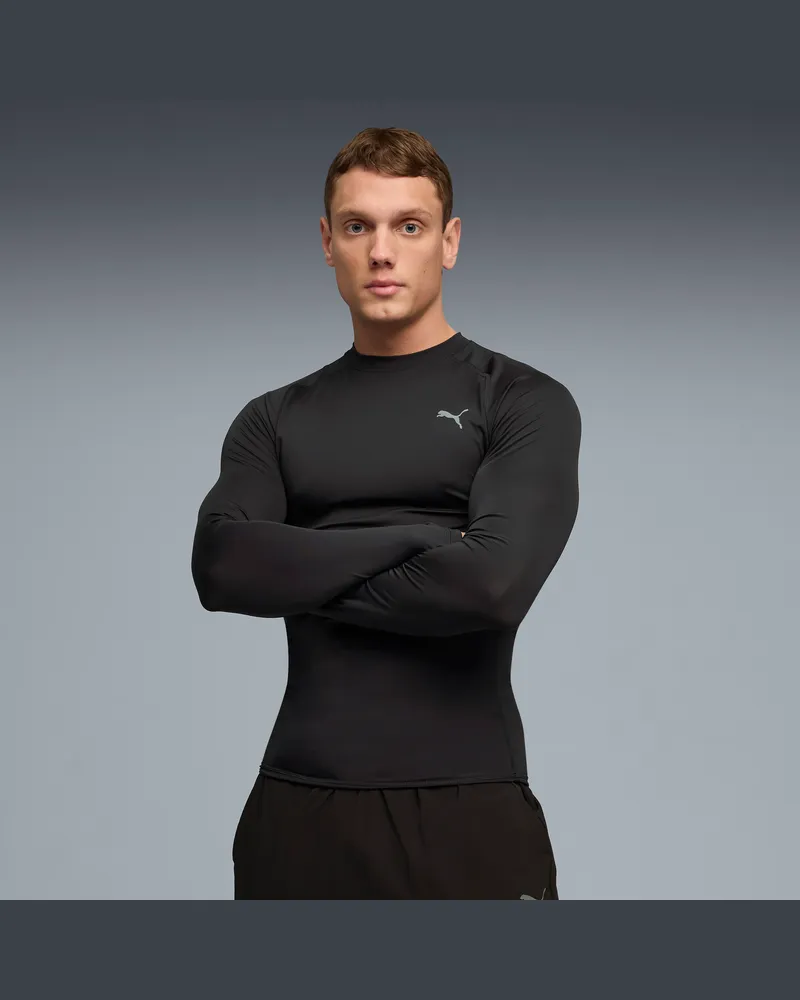 Puma T-shirt aderente PWRMODE Base Layer da uomo, Abbigliamento, Nero Black
