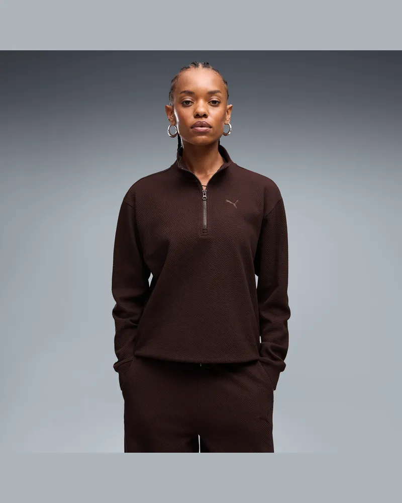 Puma Felpa con zip Essentials Elevated Standard da donna, Abbigliamento, Marrone Brown