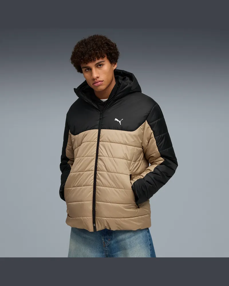 Puma Giacca imbottita con cappuccio Essentials da uomo, Abbigliamento, Beige Beige
