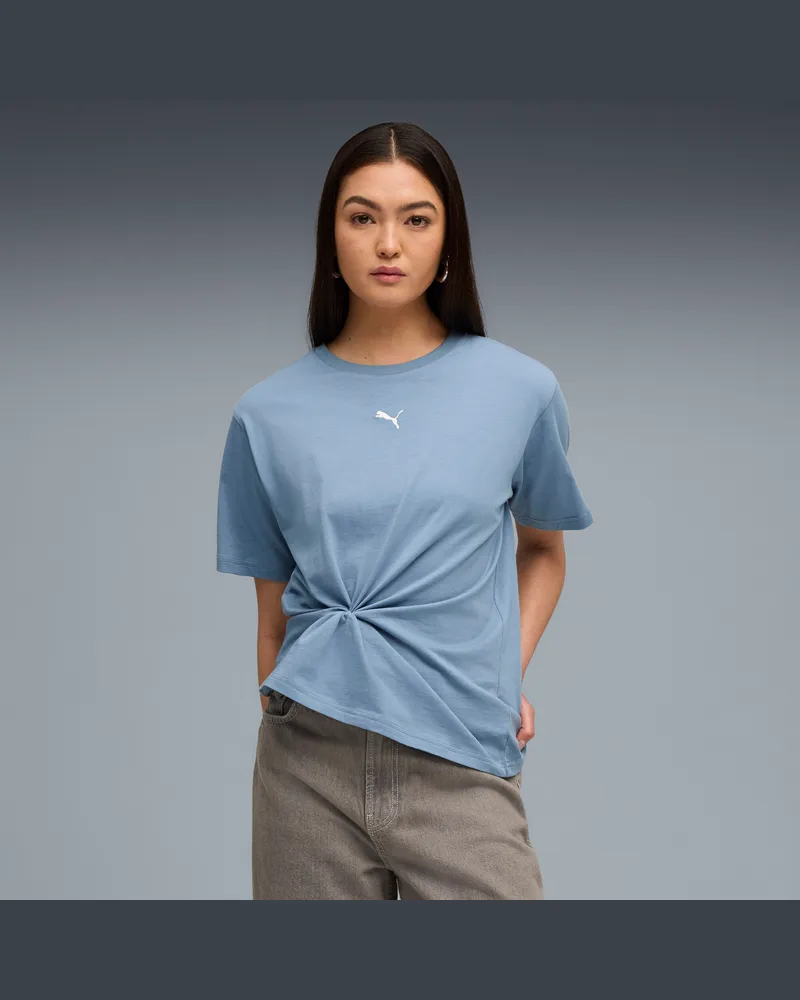 Puma T-shirt ESS vestibilità comoda da donna, Abbigliamento, Blu Blue