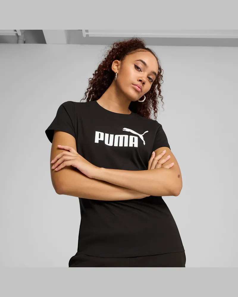 Puma T-shirt con logo ESS No. 1 da donna, Abbigliamento, Nero Black
